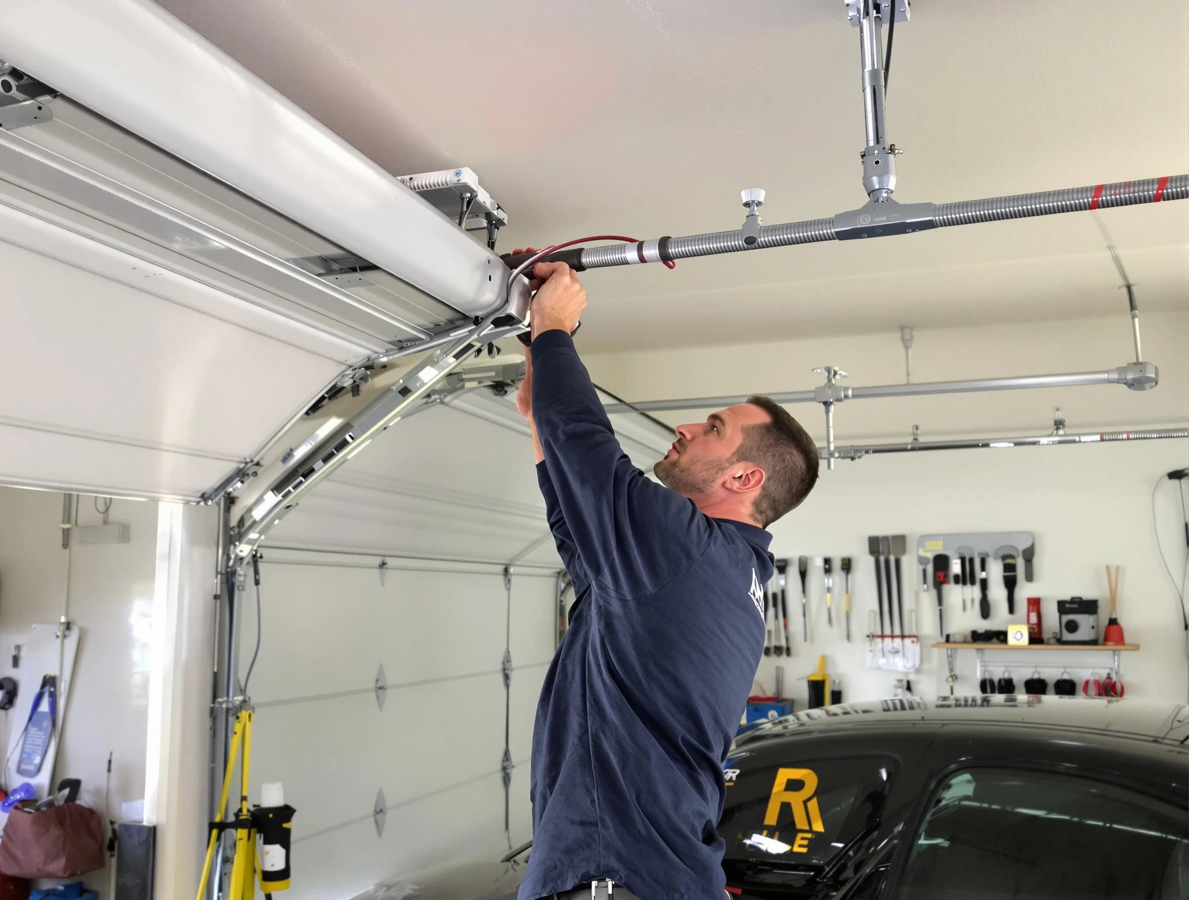 Newton Garage Door Repair technician performing garage door cable repair in Newton