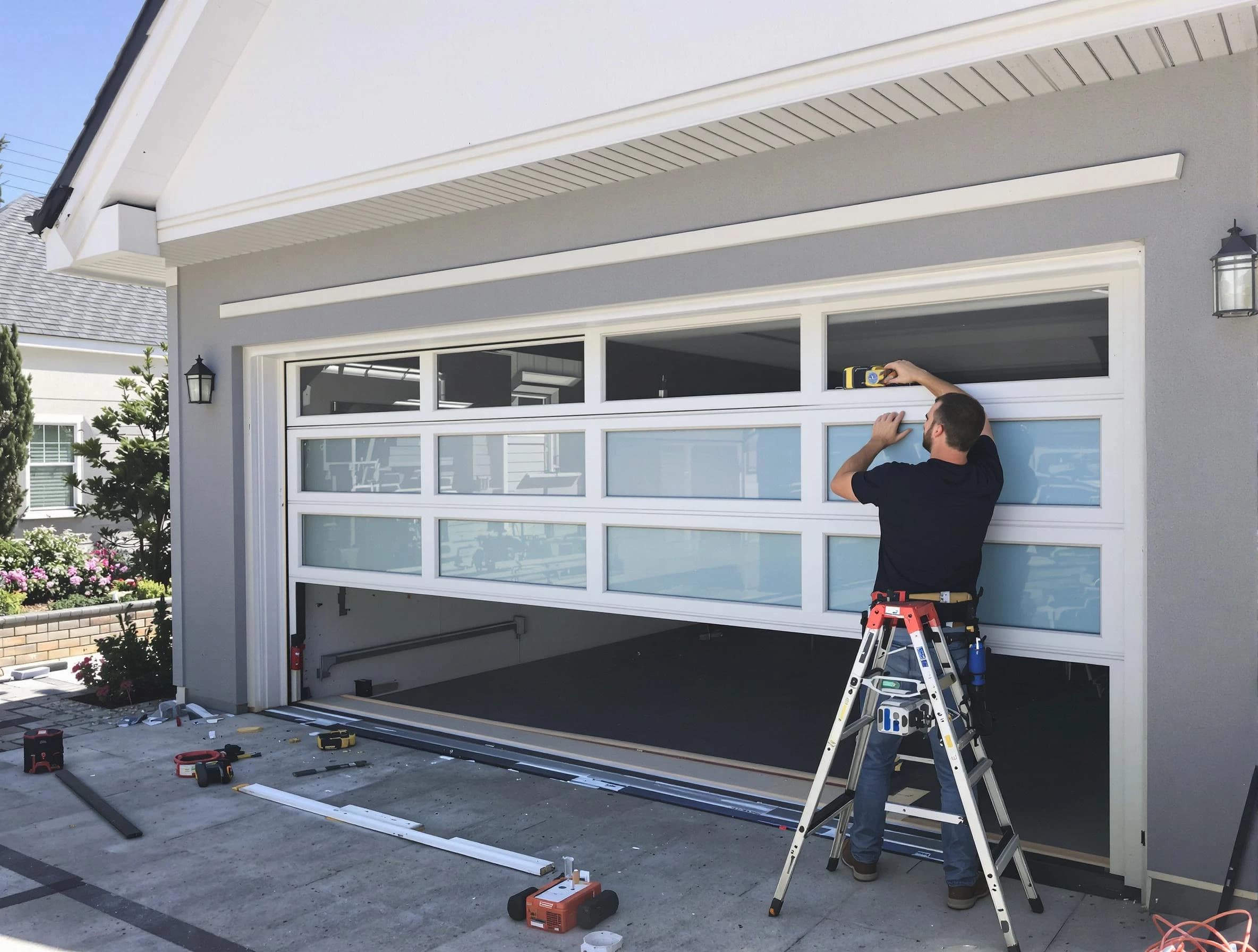 Newton Garage Door Repair team performing garage door replacement in Newton