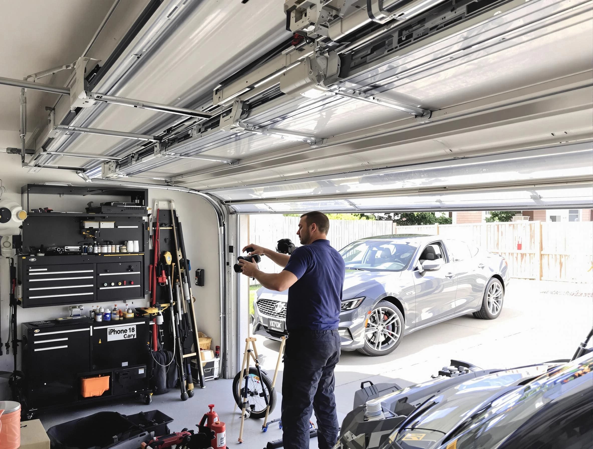 Newton Garage Door Repair technician fixing noisy garage door in Newton