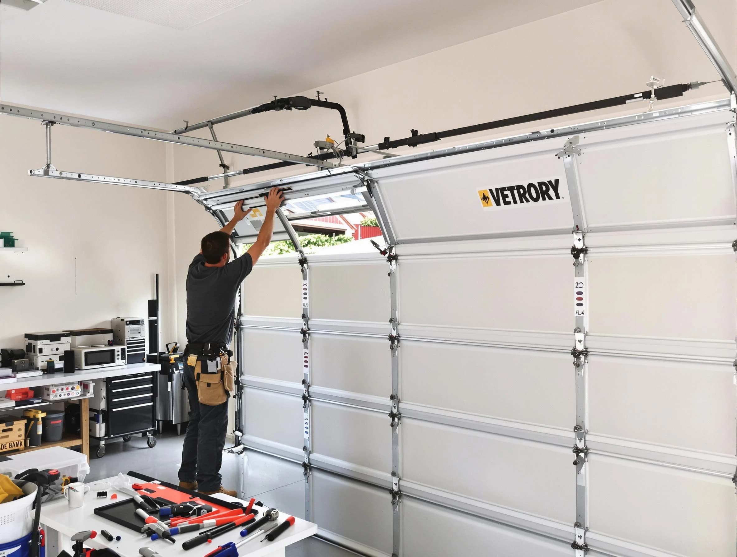 Newton Garage Door Repair technician performing section replacement in Newton