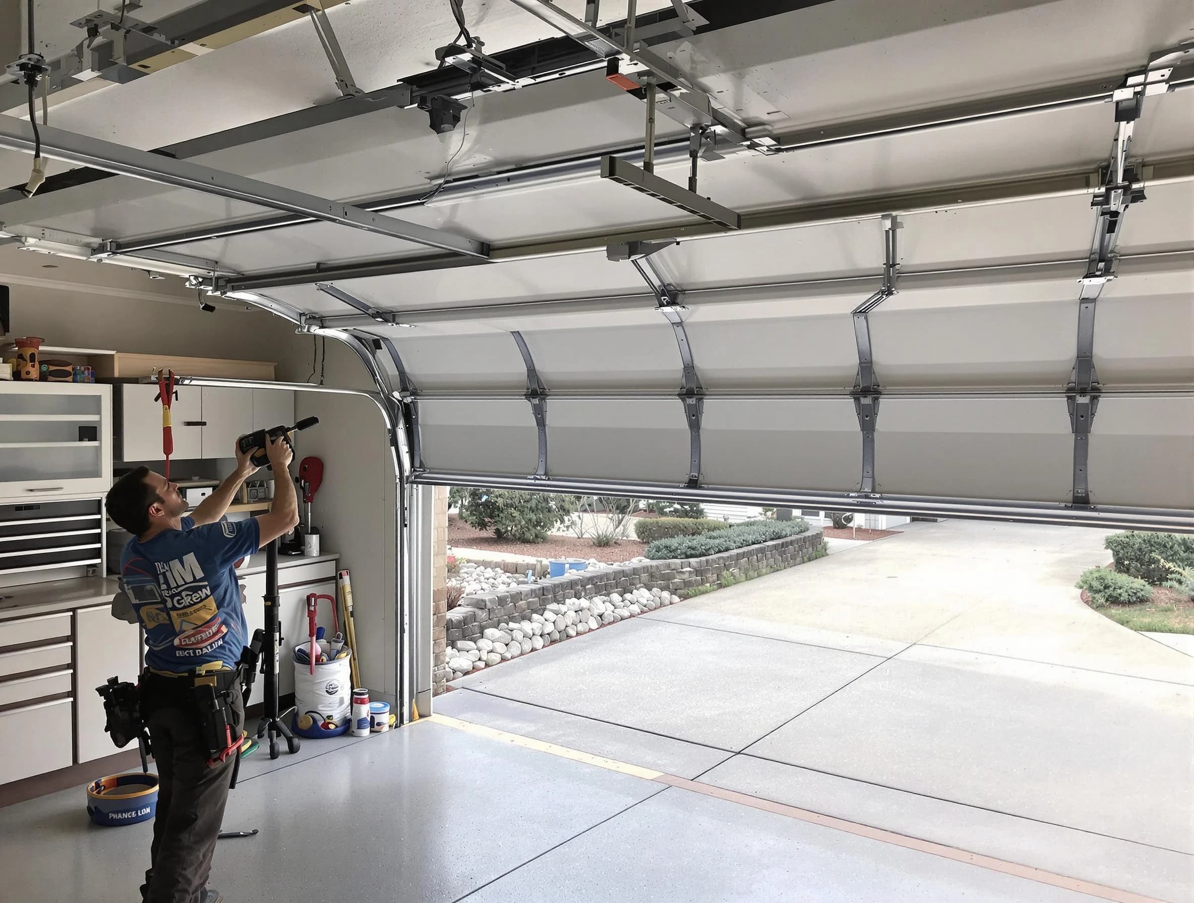 Garage door track repair service by Newton Garage Door Repair in Newton