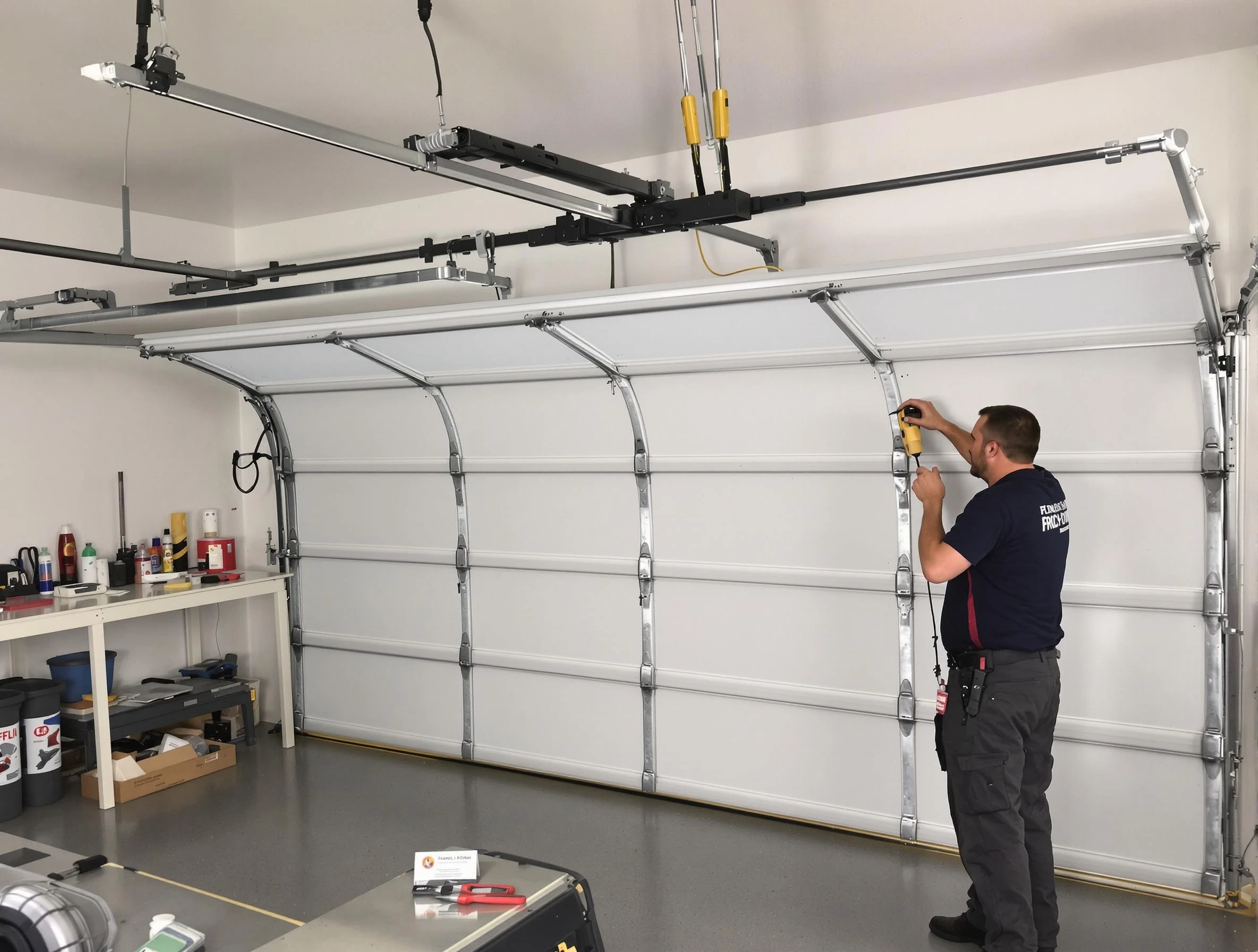 Newton Garage Door Repair certified technician performing overhead door system repair in Newton