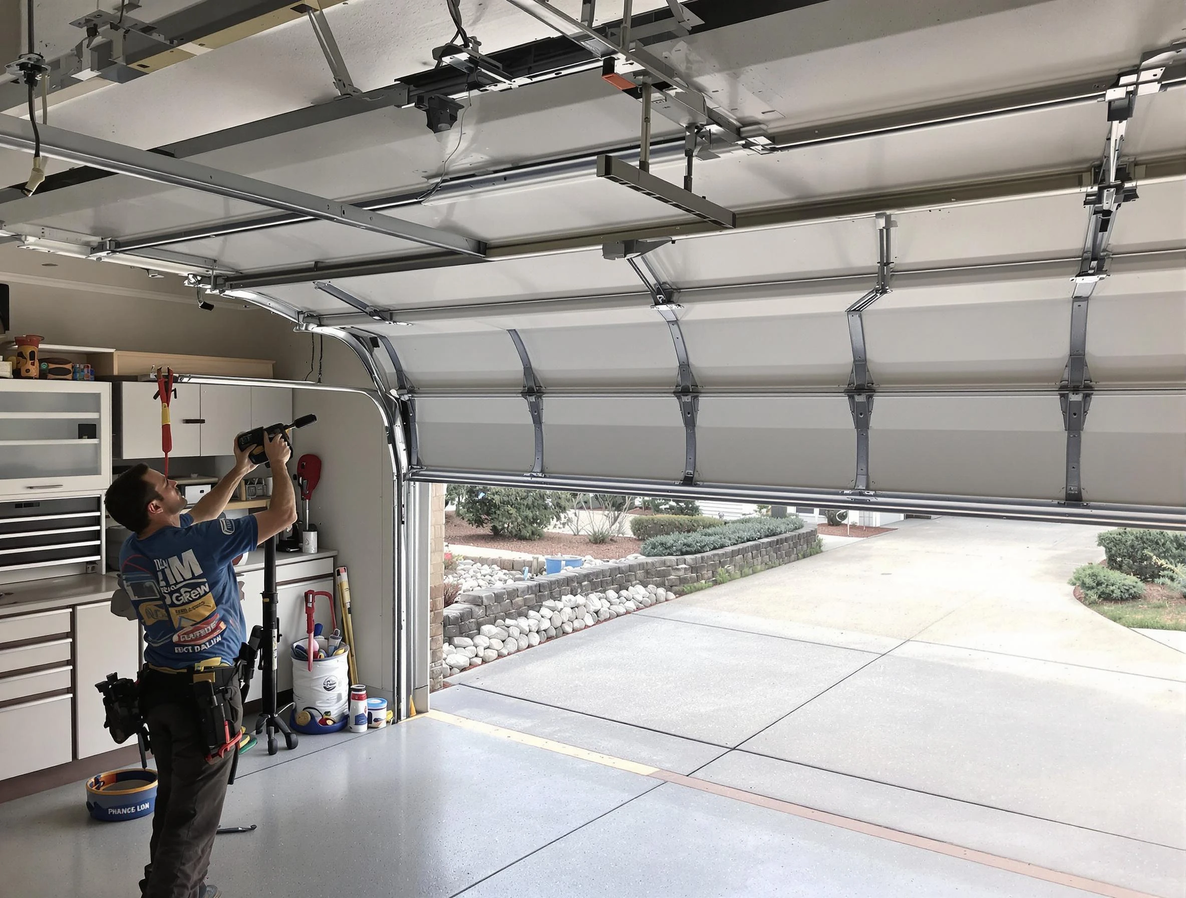 Garage door track repair service by Newton Garage Door Repair in Newton